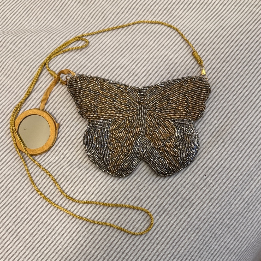 Vintage Neiman Marcus Gold and Silver Beaded Pouch